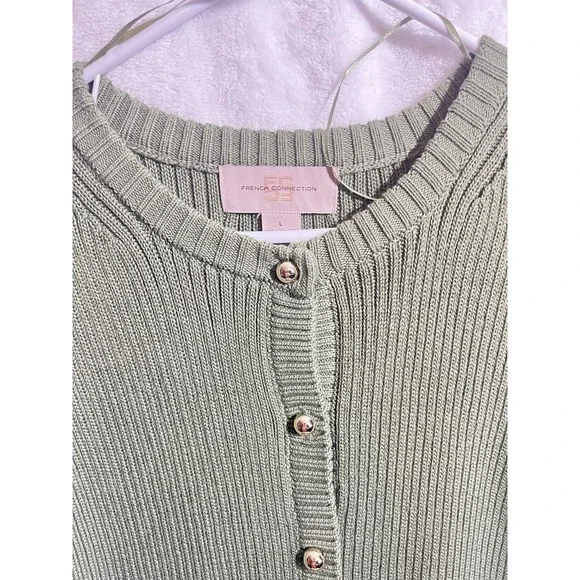 French Connection Women's Green Stretch Dress Size L – Short Length, Button - Picture 2 of 7